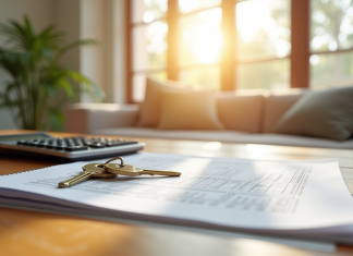 Impôts sur vente maison secondaire : obligations fiscales à connaître Jeu de clés de maison avec calculatrice et documents fiscaux sur une table