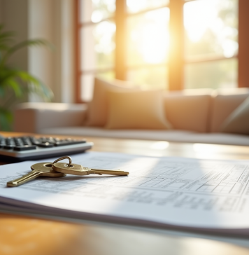 Impôts sur vente maison secondaire : obligations fiscales à connaître Jeu de clés de maison avec calculatrice et documents fiscaux sur une table