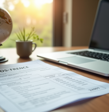 Revenus mondiaux : obligation en France ou pas ? Document fiscal français sur un bureau en bois avec globe et ordinateur