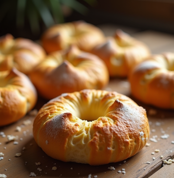 Gâteaux bretons dorés sur une table en bois rustique