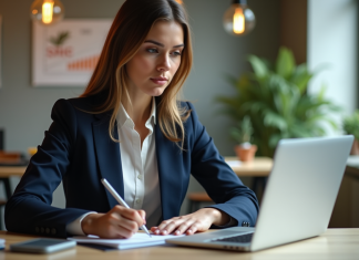 Marketing digital : qui en a vraiment besoin ? Découvrons ensemble les avantages Jeune femme professionnelle analysant des données sur son ordinateur