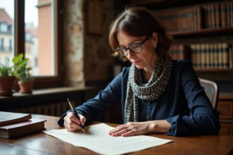 Femme française lisant les paroles de La Strasbourgeoise