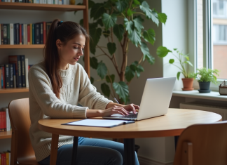 Dépenses mensuelles moyennes d’une personne : chiffres et conseils pratiques Femme en jeans et pull examine ses dépenses mensuelles