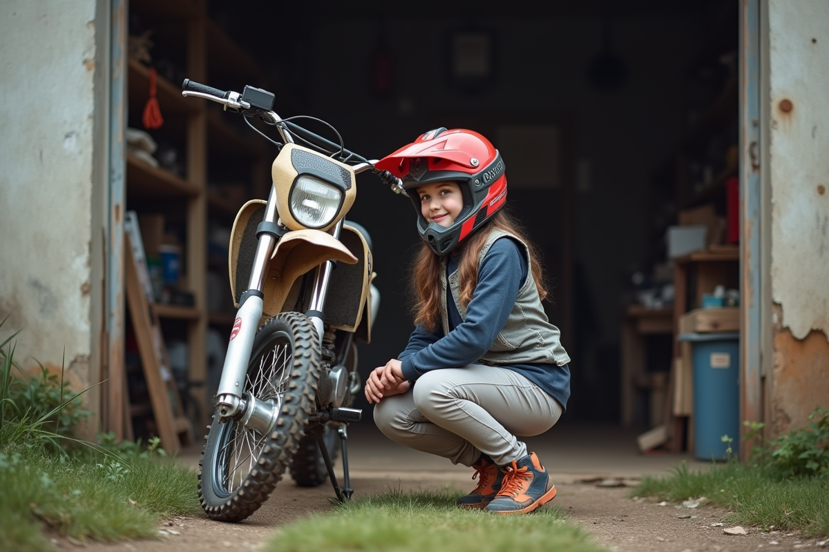 Fille vérifiant le moteur d