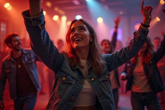 Groupe d amis dansant dans un club de Lille ambiance festive