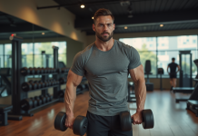 Maîtriser le curl marteau avec haltères pour des résultats optimaux Homme musclé faisant un curl marteau en salle de sport