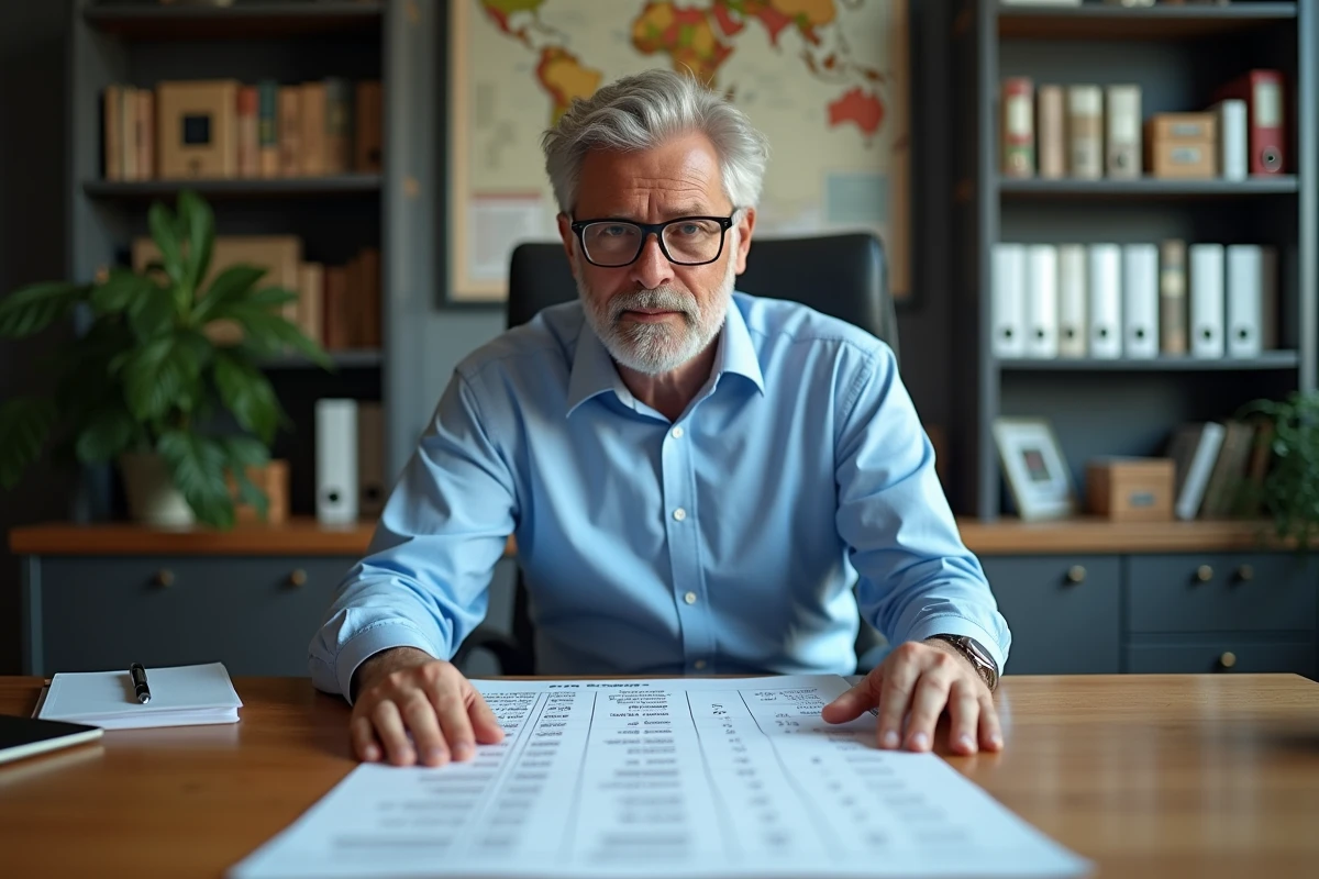 Homme d'âge moyen avec table de conversion quintal tonne