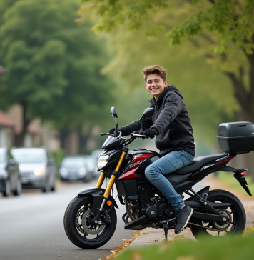 Les avantages d’une moto 50 cm³ de route pour les jeunes conducteurs Jeune garçon en moto dans un quartier résidentiel