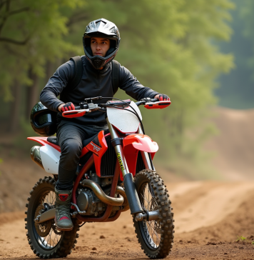 Choisir une moto cross 150 cm³ : les critères essentiels Jeune homme en motocross sur un terrain en forêt