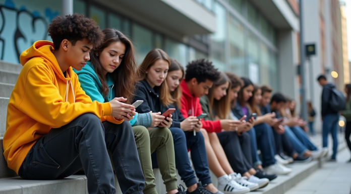 Groupe de jeunes en streetwear dans une place urbaine