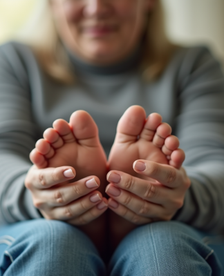 Personne massant doucement ses pieds au salon