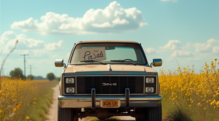 Pick-up 4x4 d'occasion garé en campagne ensoleillée