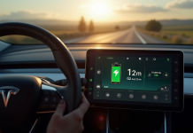 Tableau de bord d'une voiture électrique avec indicateur de charge