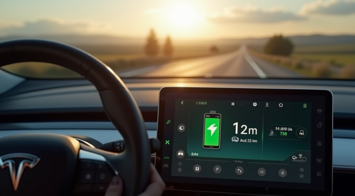 Tableau de bord d'une voiture électrique avec indicateur de charge